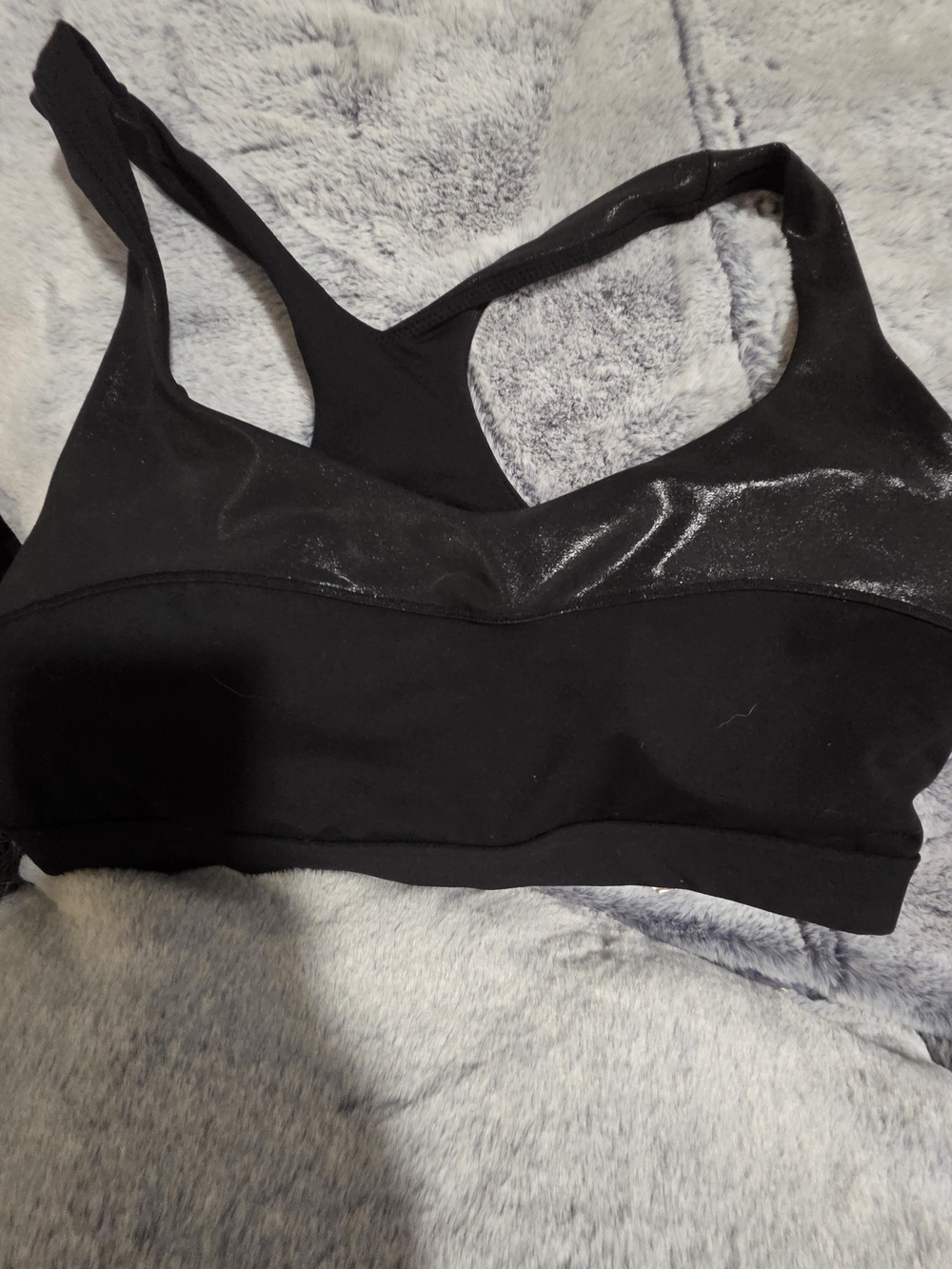 Fabletics Sports Bra Black And Shimmery with Tag Detail - XL